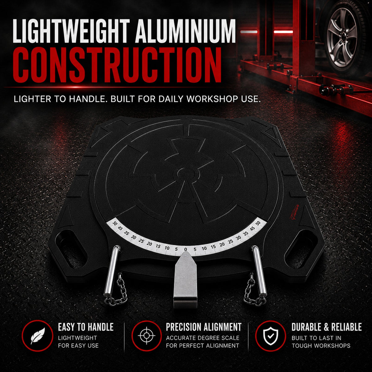 Fiernero Aluminum Wheel Alignment Turntable Pair | 360° Rotating Turn Plate