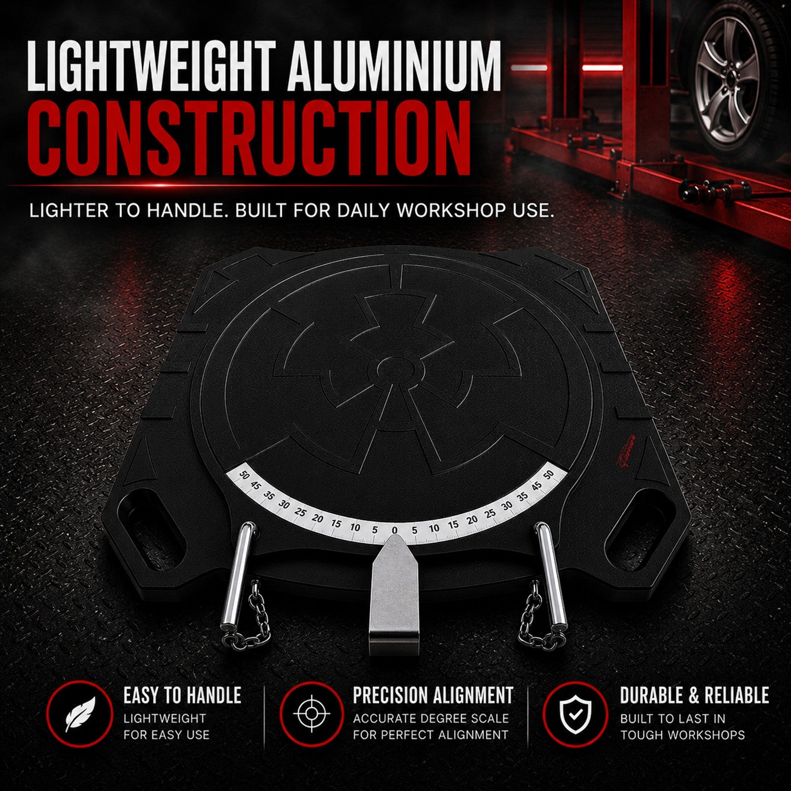 Fiernero Aluminum Wheel Alignment Turntable Pair | 360° Rotating Turn Plate