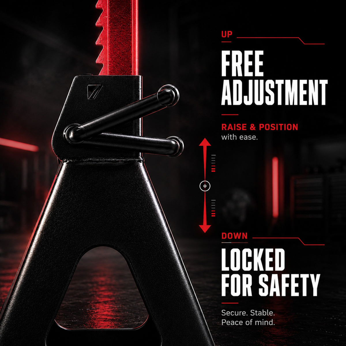 Fiernero 6 Ton Jack Stand 2x | Double Lock Adjustable Ratchet Lift