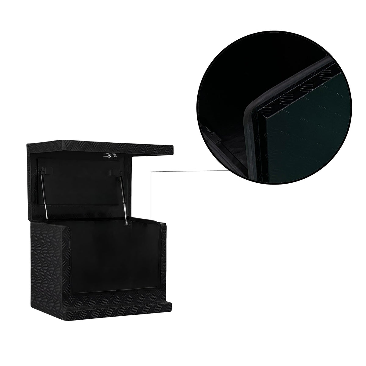 Black 2.5mm Aluminium Checker Plate Secure Generator Toolbox | Gas Struts & Whale Locks