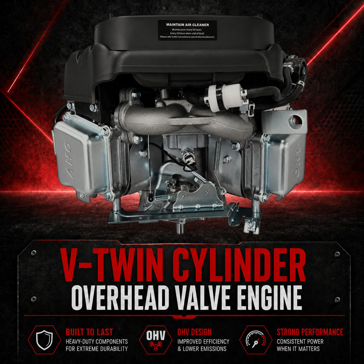 KingTech 25HP Vertical Shaft Engine | 739cc 4-Stroke OHV | Electric Start Motor V-Twin