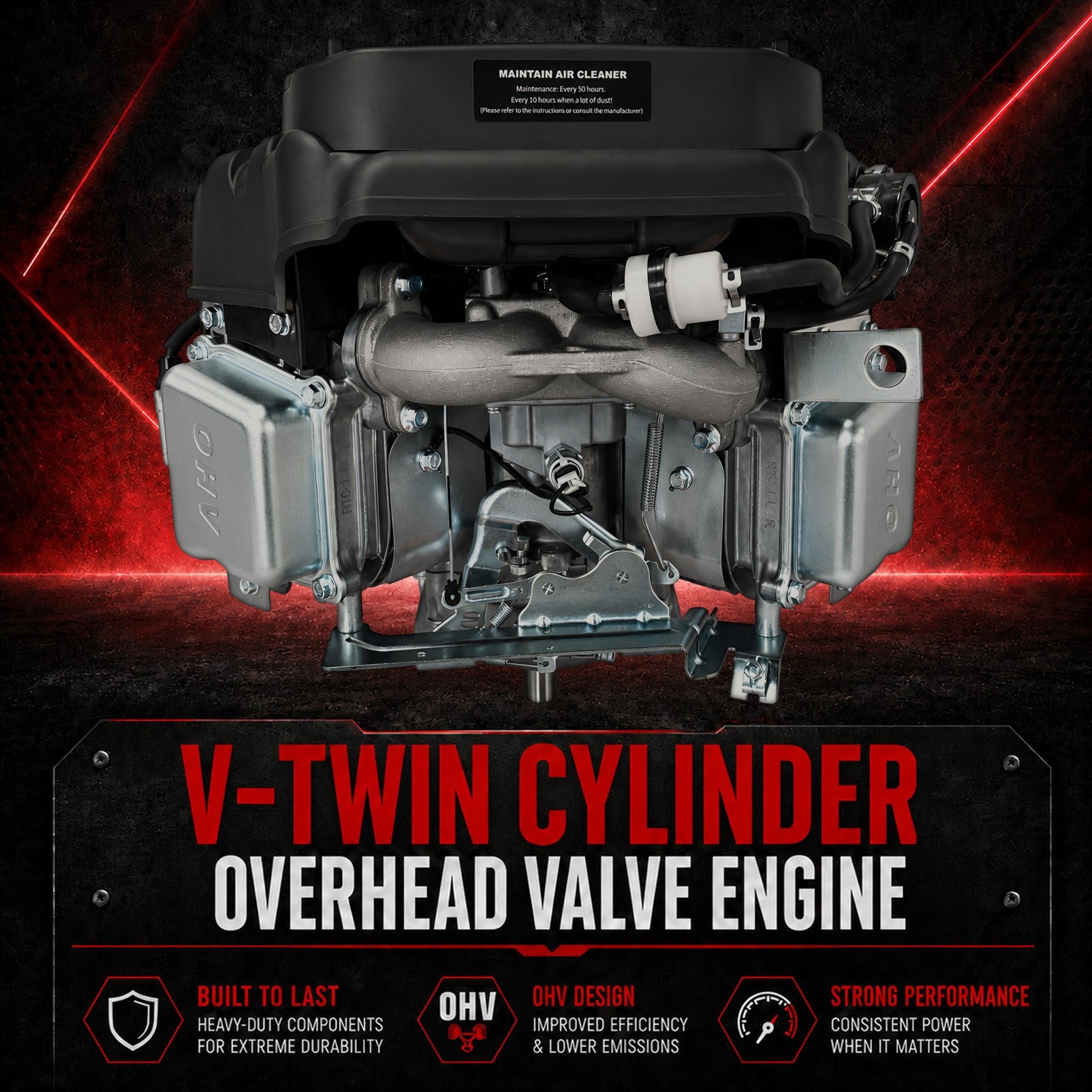 KingTech 25HP Vertical Shaft Engine | 739cc 4-Stroke OHV | Electric Start Motor V-Twin