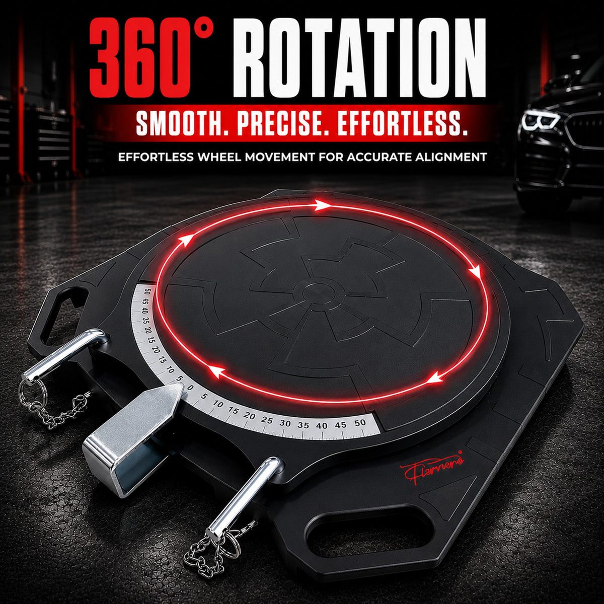 Fiernero Aluminum Wheel Alignment Turntable Pair | 360° Rotating Turn Plate