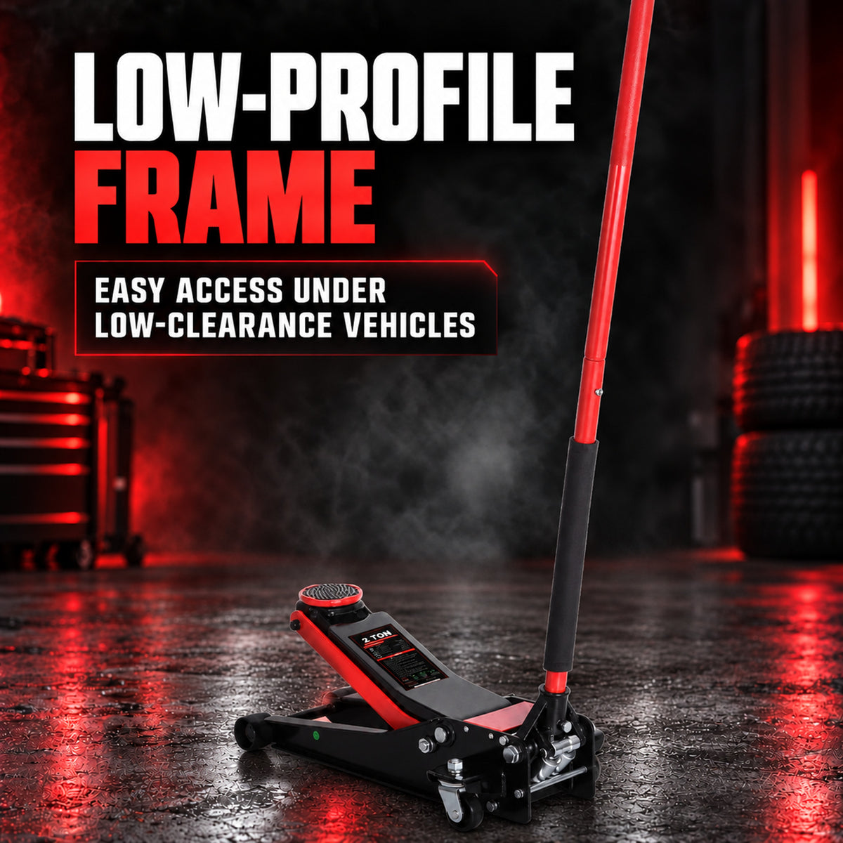 Fiernero 2 Ton Super Low Profile Hydraulic Jack | Dual Pump Quick-Lift | 78mm Min - 505mm Max