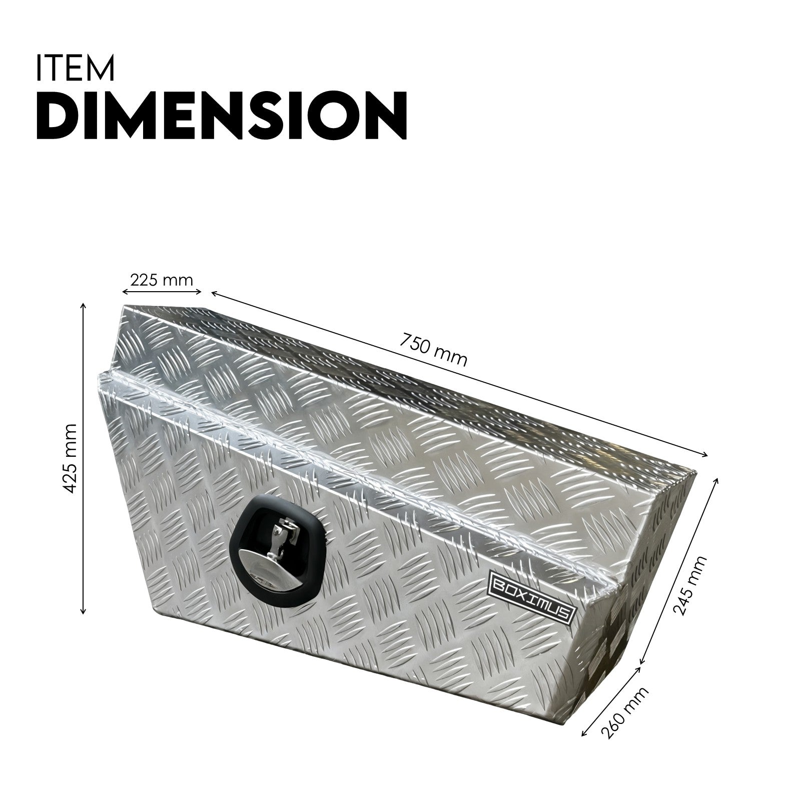 Boximus 750mm Checker Plate Under Tray Ute Tool Boxes | Sealed Toolbox Checker Pair Set