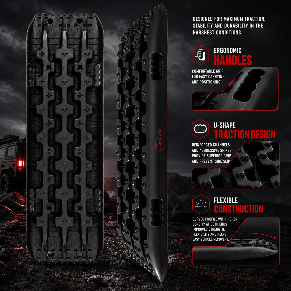 Fiernero 10 Ton Recovery Tracks Boards Traction | Off-Road Device Mat Pair