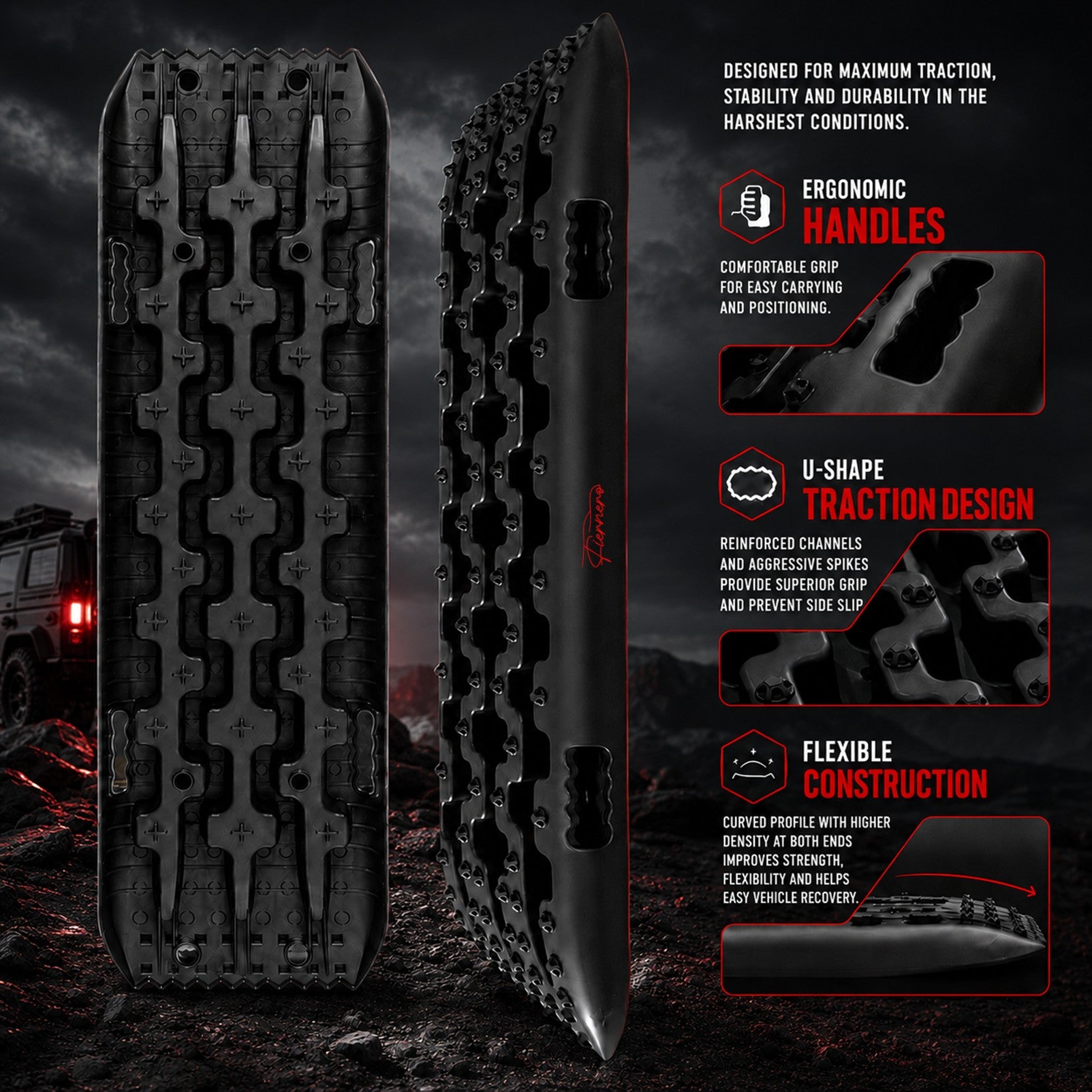Fiernero 10 Ton Recovery Tracks Boards Traction | Off-Road Device Mat Pair
