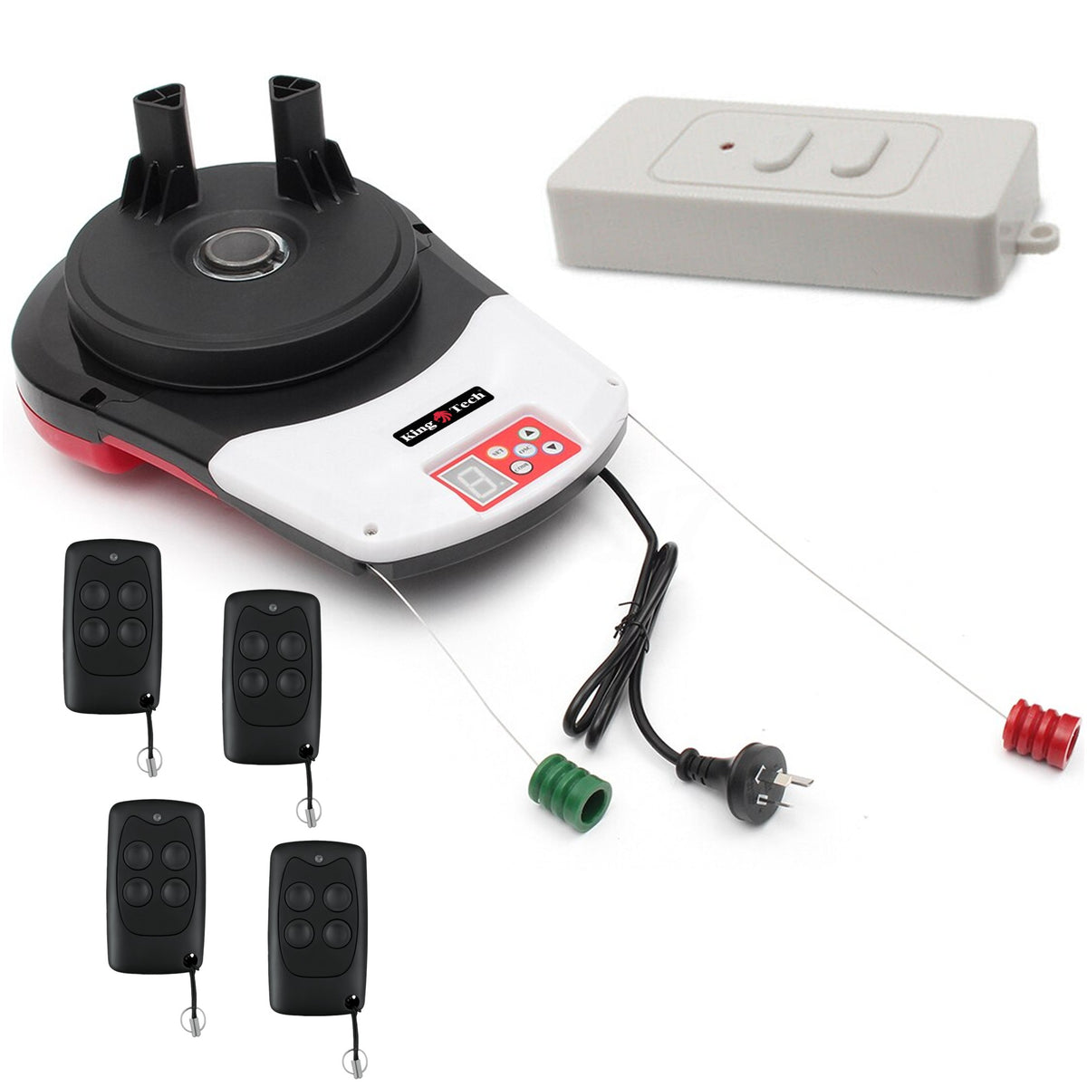 KingTech 1200N Roller Garage Door Opener Motor | Auto Safety Reverse & LED Light w Remotes