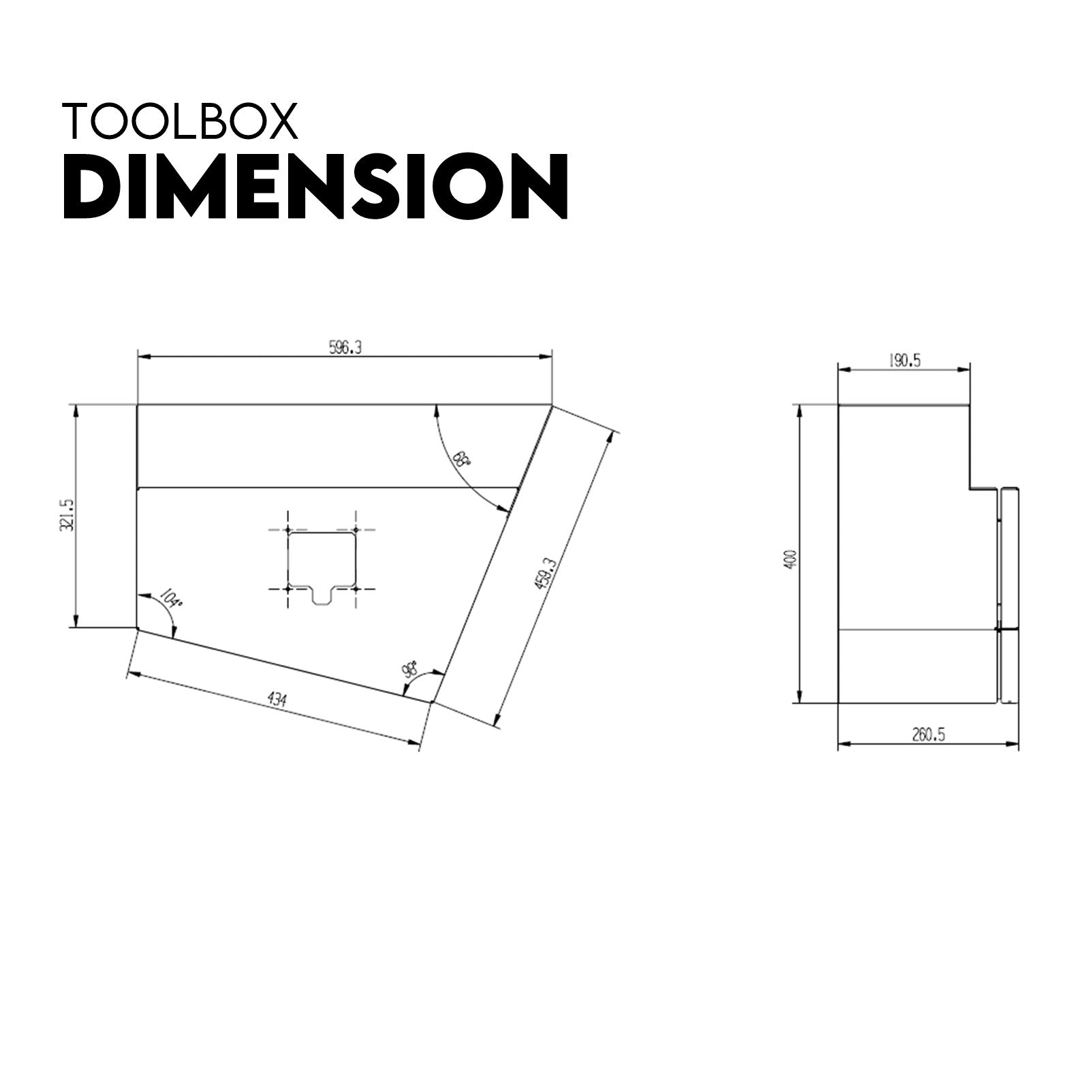 Under Tray Tool Box - 600mm Aluminium