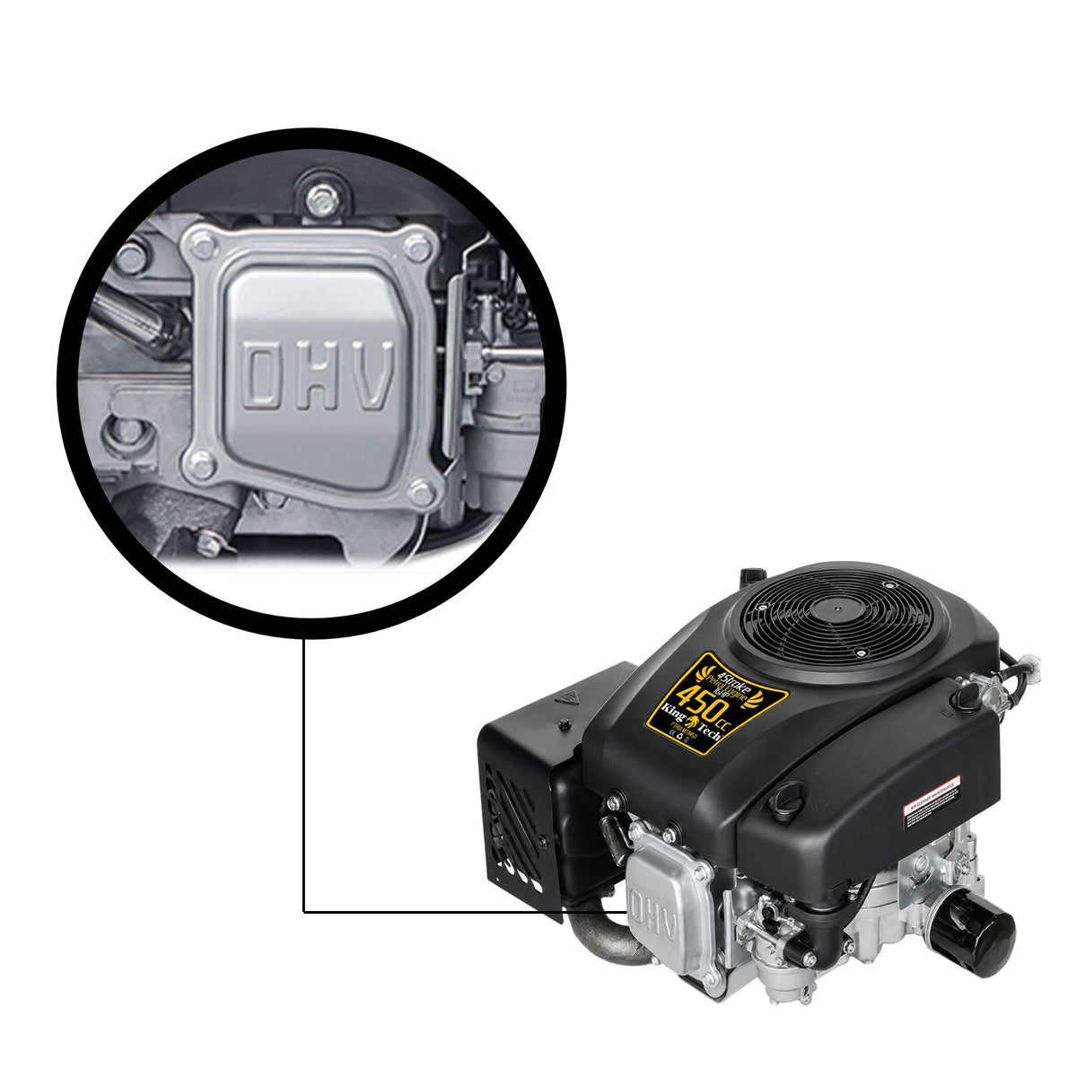KingTech 16HP Vertical Shaft Engine | 450cc 4-Stroke OHV | Cast-Iron Bore Electric Start Motor