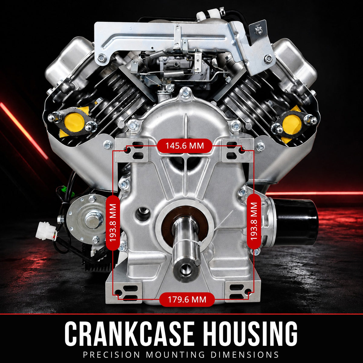 KingTech 25HP Vertical Shaft Engine | 739cc 4-Stroke OHV | Electric Start Motor V-Twin