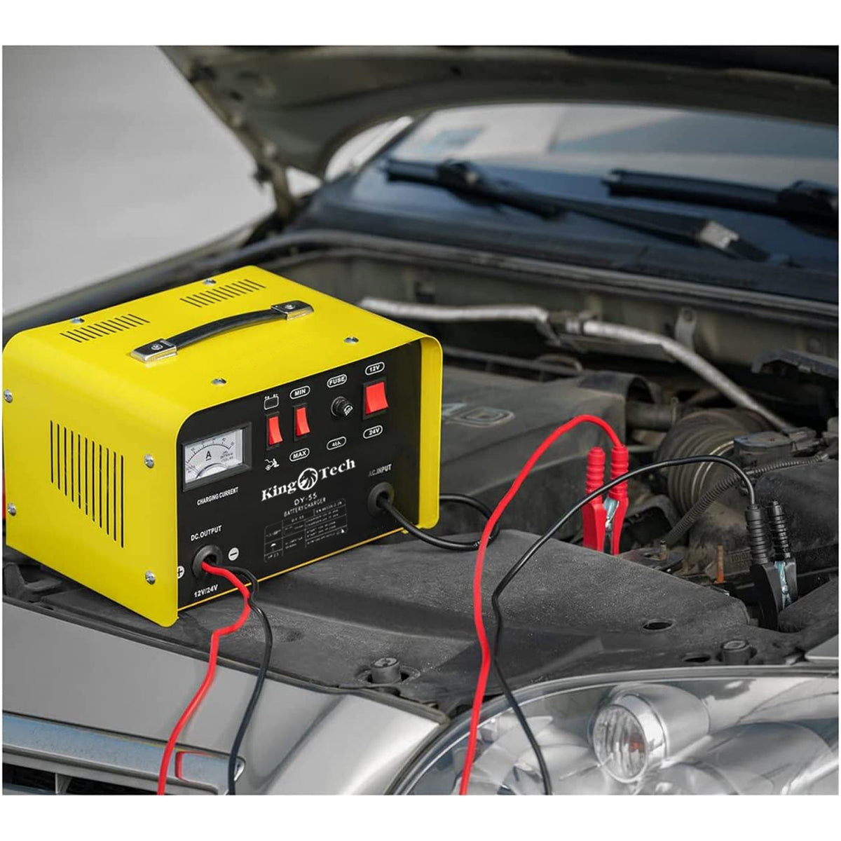KingTech Heavy-Duty 12V/24V Battery Charger & Jump Starter | 2-in-1 Car Battery Charger (DY55)
