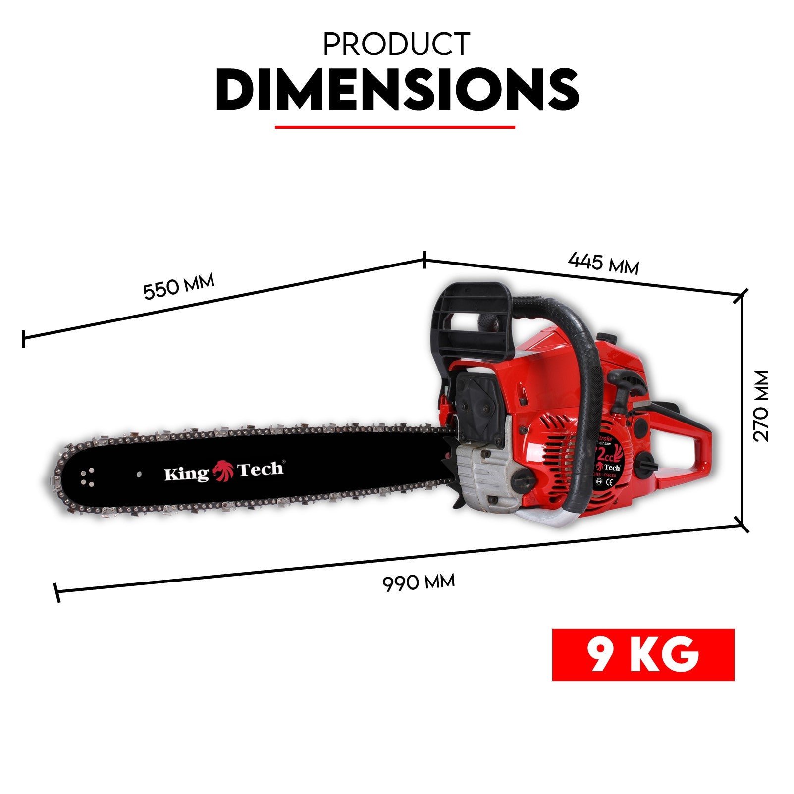 Petrol Commercial Chainsaw 22" Bar