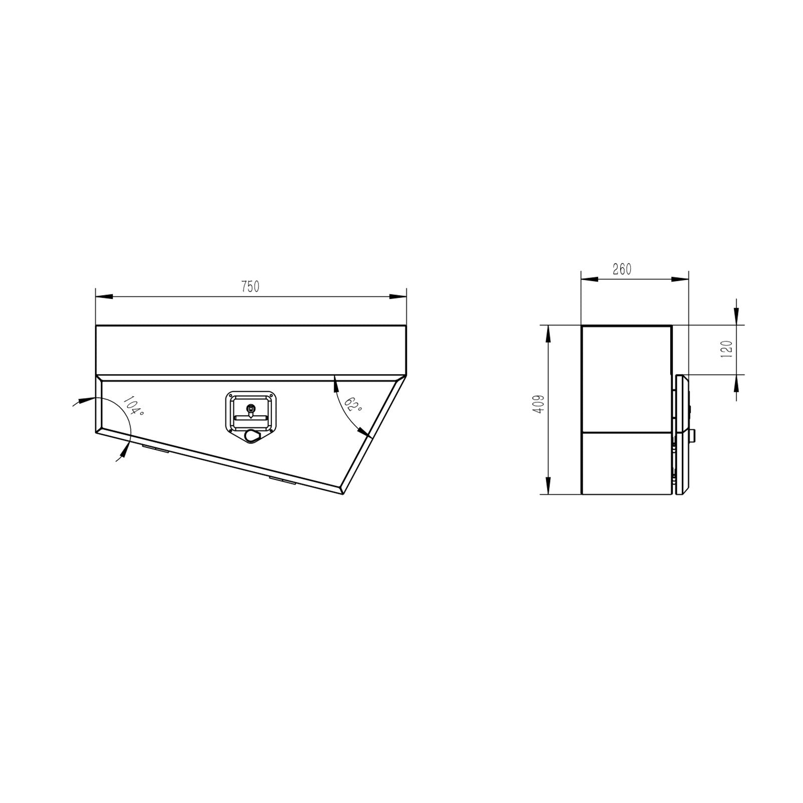 Under Tray Tool Box - 750mm White Steel