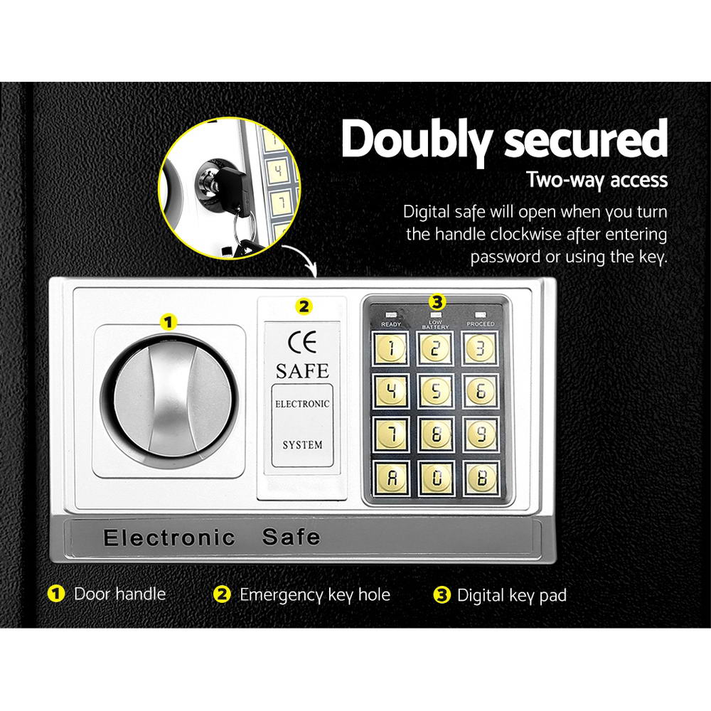 Fireproof Safe 8.5L - Digital Key lock Security