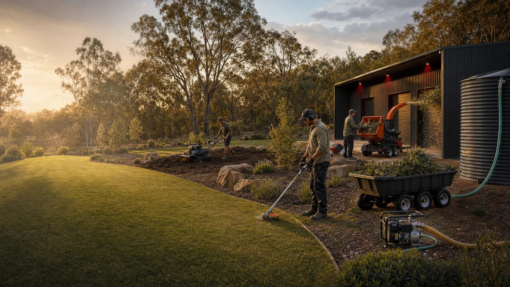 Grounds crew maintaining a large Australian property